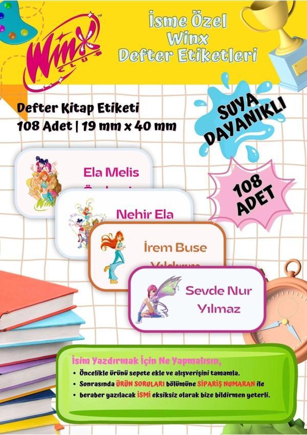 Winx Okul Etiketi Defter Etiketi Kitap Etiketi Kişiye Özel Suya Dayanıklı İsim Yazılabilien - Image 1