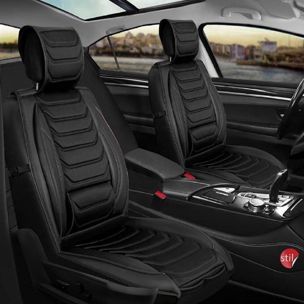 Toyota RAV4 Uyumlu Lüx Deri Oto Koltuk Kılıfı Ön Arka Takım Set Antalya TAM SİYAH - Image 1