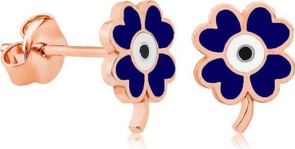 Gümüş Fosforlu Lacivert Yonca Küpe  SL2336 - Image 1