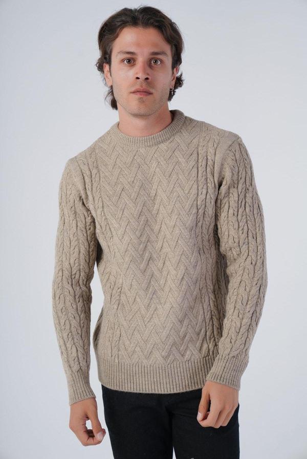 Trist Star Vizon Erkek Yürütme Saç Sepet Örgü Bisiklet Yaka Triko Yün Kazak - Image 1