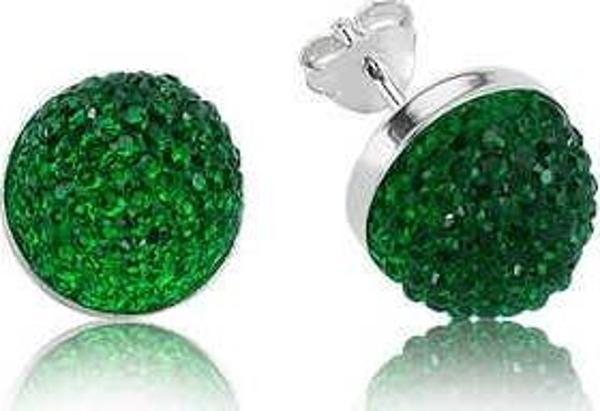 Gümüş Yeşil Kristal Çivili Küpe SL2829 - Image 1