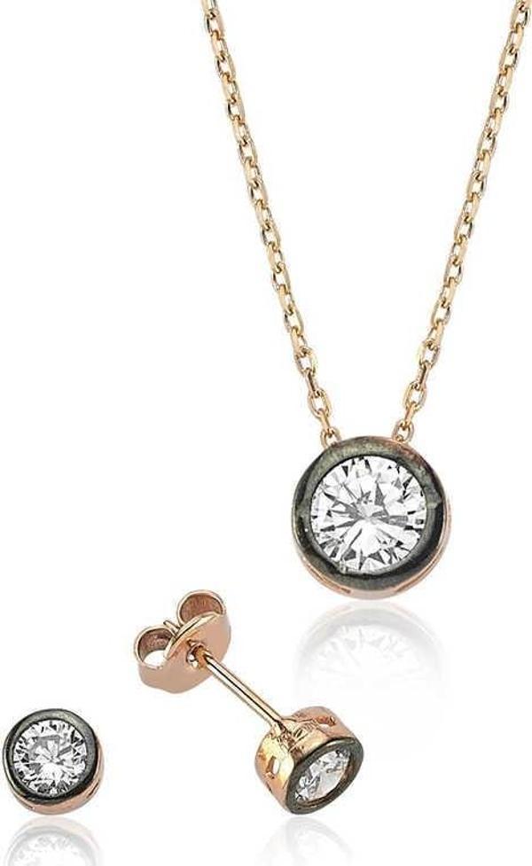 Gümüş Yuvarlak Tek Taş Bayan Set SL2262 - Image 1