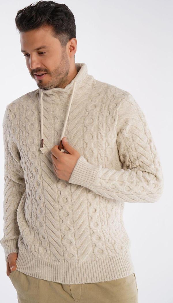 Trist Star Erkek Boru Yaka Saç Örgülü Triko Yün Kazak Trıst-5322 - Image 1