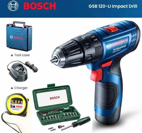Bosch Gsb 120 Li Darbeli Vidalama (Tek Batarya),Bosch 46 Parça Cırcırlı Tornavida Seti Ve Metre - Image 1