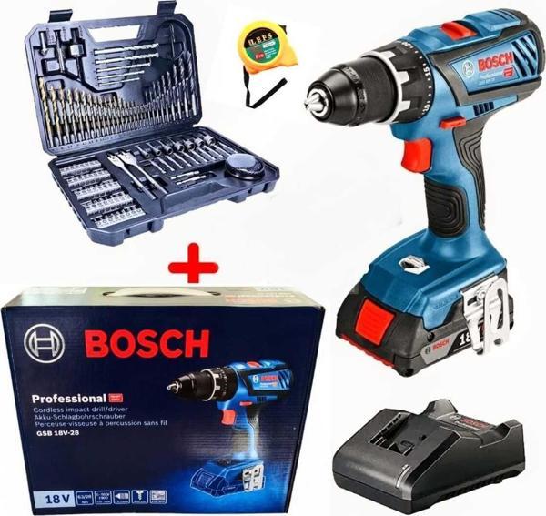 Bosch Gsb 18 V 28 Tek Batarya Darbeli Vidalama (Karton Kutulu) Ve 103 Parça Aksesuar Seti - Image 1