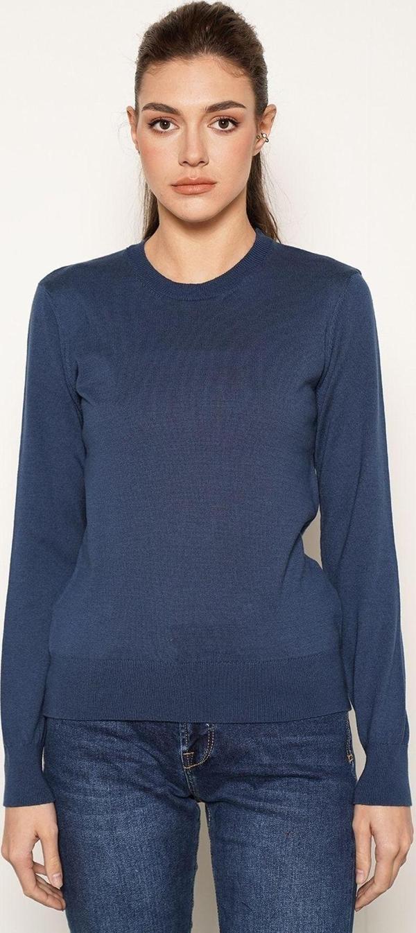 Trist Star Indıgo %100 Organik Pamuk Bisiklet Yaka Triko Kazak Bluz - Image 1