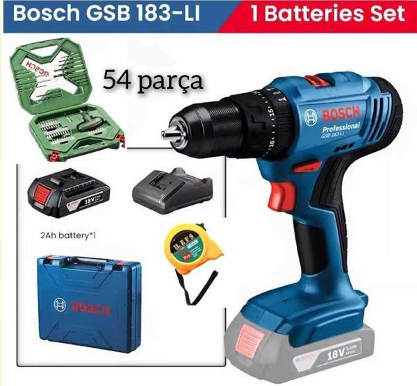 Bosch Gsb 183 Li 2 Ah Tek Bataryalı Darbeli Akülü Vidalama Ve 54 Parça Uç Seti - Image 1
