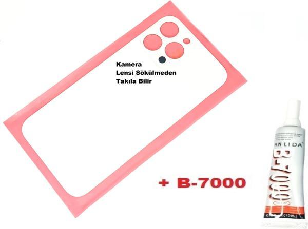 Tkgz İphone 13 PRO MAX Arka Pil Batarya Kapağı (CAM+B-7000) BEYAZ - Image 1