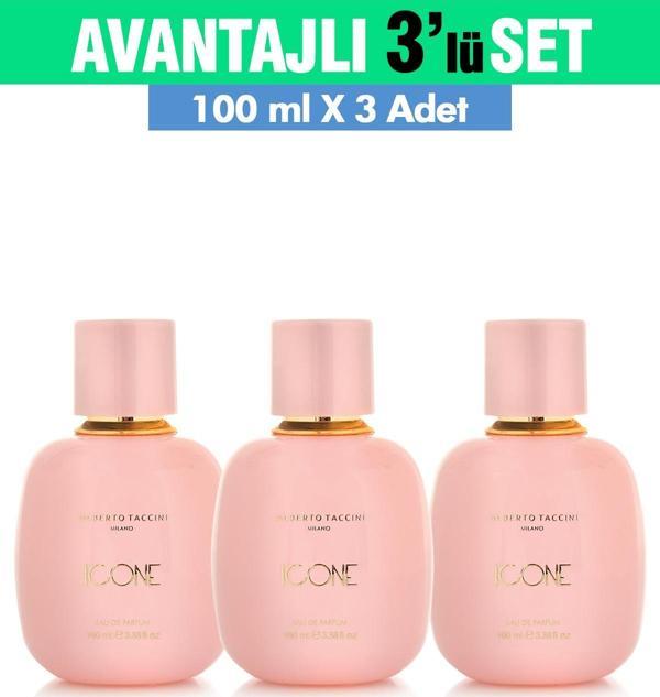 3'Lü Set Alberto Taccini  ICONE Kadın Parfümü - 100 ml - Image 1