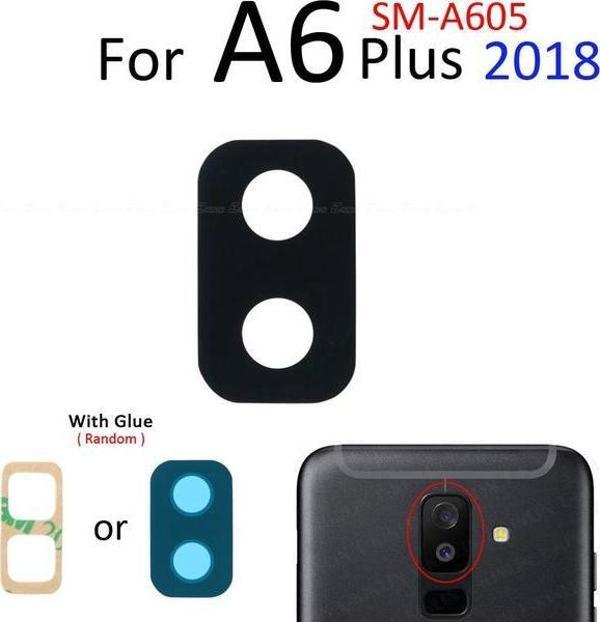 Tkgz Samsung Galaxy A6 PLUS Arka Kamera Camı Lens Yapışkanlı - Image 1