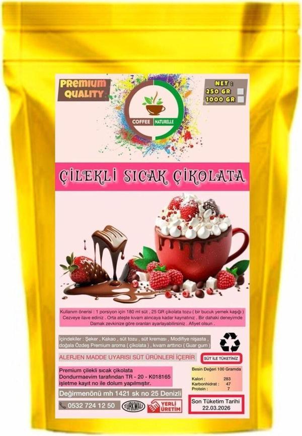 Coffee Naturelle Çilekli Sıcak Çikolata 1 Kg - 1000 Gr " Premium Qualıty " - Image 1