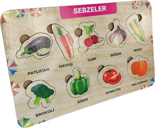 Elux Ahşap Bultak Sebzeler Puzzle Eğitici Oyuncak - Image 1
