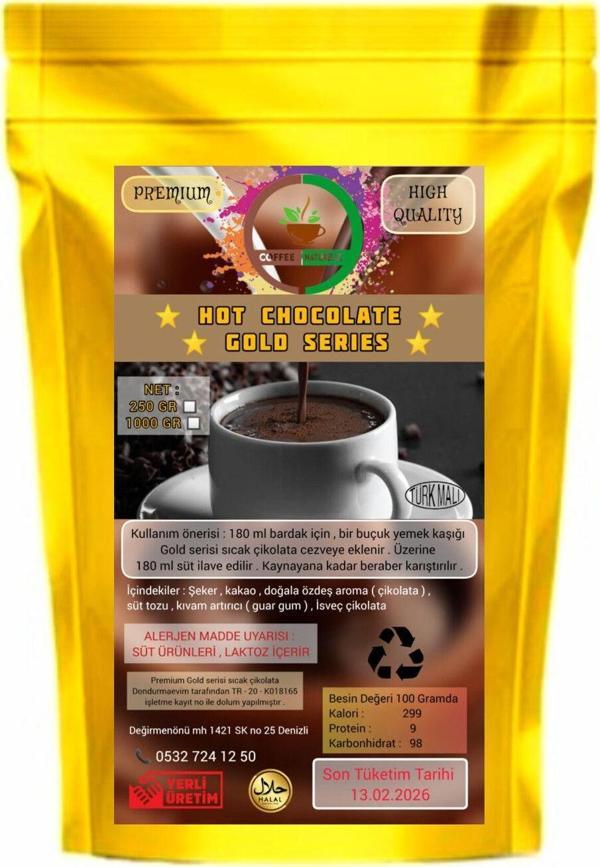 Coffee Naturelle Sıcak Çikolata Premium Gold Series " Isveç Cikolata " 1 Kg - 1000 Gr - Image 1