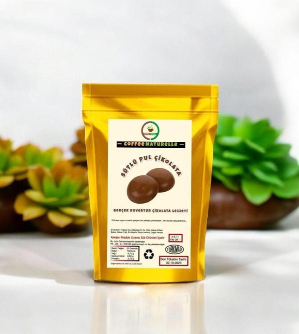 Coffee Naturelle Sütlü Kuvertür Pul Çikolata - Gerçek Çikolata Lezzeti - Eritilebilir - 100 Gr - Image 1