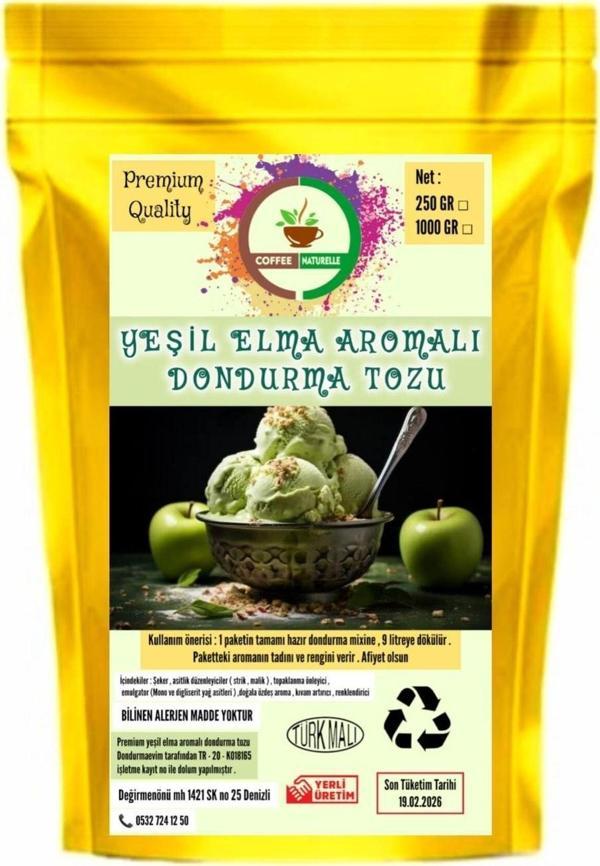 Coffee Naturelle Yeşil Elma Aromalı Dondurma Tozu - 250 Gr - Image 1