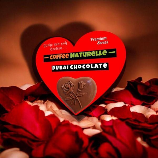 Coffee Naturelle Yoğun Antep Fıstıklı Dubai Lezzeti - Özel Seri - Kalp Desenli - Dubai Çikolatası - 105 Gr - Image 1