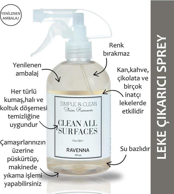 Ravenna Simple&Clean Ultra Güçlü Leke Çıkarıcı Ve Ayakkabı Temizleyici Sprey 500 Ml - Image 1