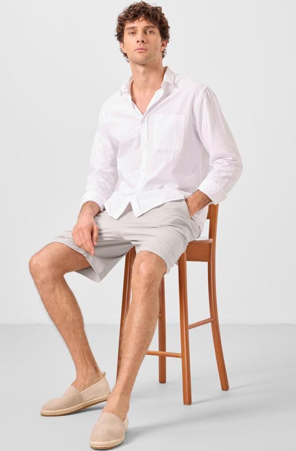 Taş Standart Fit Dokuma Hafif Esnek Chino Erkek Şort - 81293 - Image 1