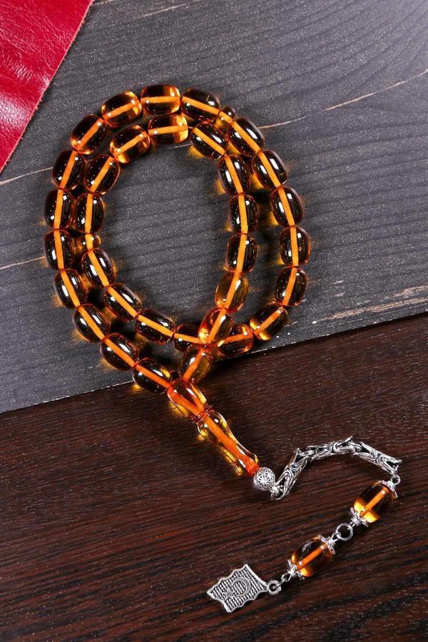 Güzel Çekimli Fırınlanmış Ateş Kehribar Tesbih - Image 1