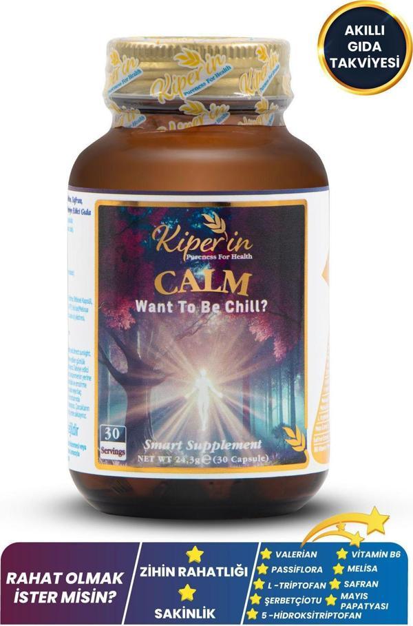 Kiperin Calm ''Relax'' Passiflora, Safran, 5-HTP, Valerian, ... 9 İçerik (30 Günlük) | Akıllı Gıda Takviyesi - Image 1