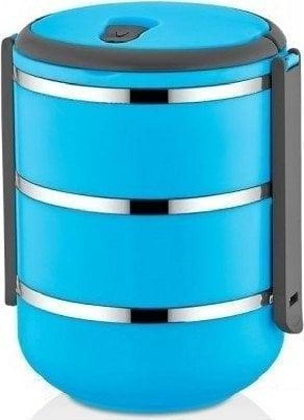 Penguen PNG-6002 Paslanmaz Yemek Termosu 3 Katlı Mavi - sefer tası - Image 1