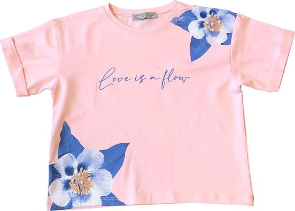 Kız Çocuk İnci Detaylı Tshirt - Image 1