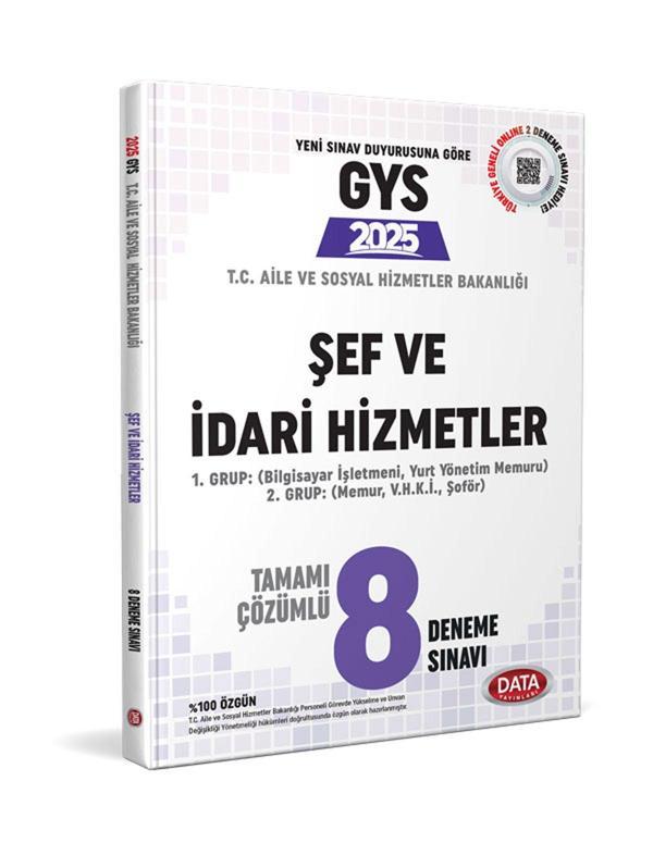 2025 GYS Aile ve Sosyal Hizmetler Bakanlığı Şef ve İdari Hizmetler 8 Deneme Çözümlü Data Yayınları - Data Yayınları - Image 1
