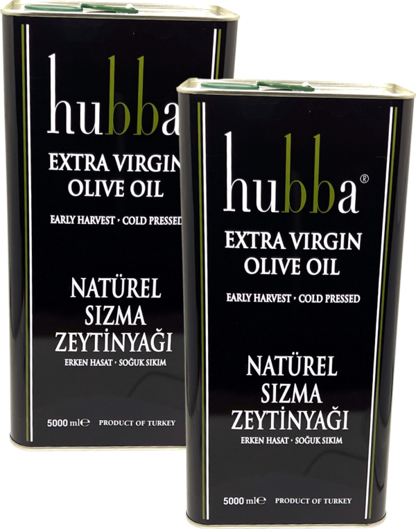 Hubba 2X5 Lt Teneke Naturel Sızma Zeytinyağı Erken Hasat & Soğuk Sıkım - Image 1