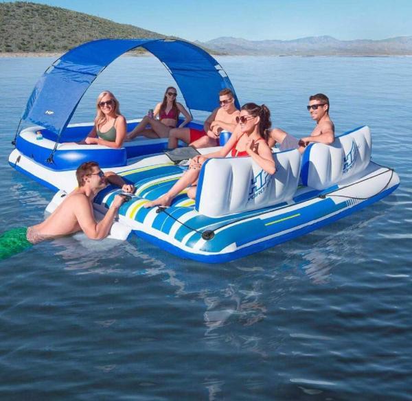 Bestway 43105 Lüx Gölgelikli Koltuklu Büyük Aile Deniz Yatağı Yüzen Ada 389X274CM - Image 1