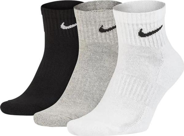 Nike Everyday Cotton Cushioned Erkek Beyaz Siyah Gri 3Lü Çorap  - Image 1