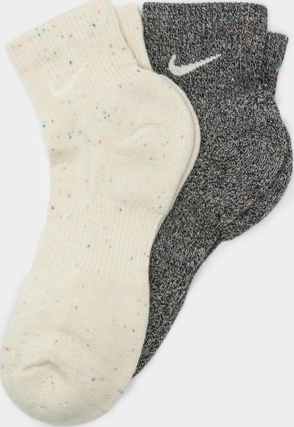 Nike Everyday Plus Cushioned Ankle Unisex Socks 2 pr 2 li Plus Yastıklı Pamuklu Soket Çorap Gri Krem - Image 1