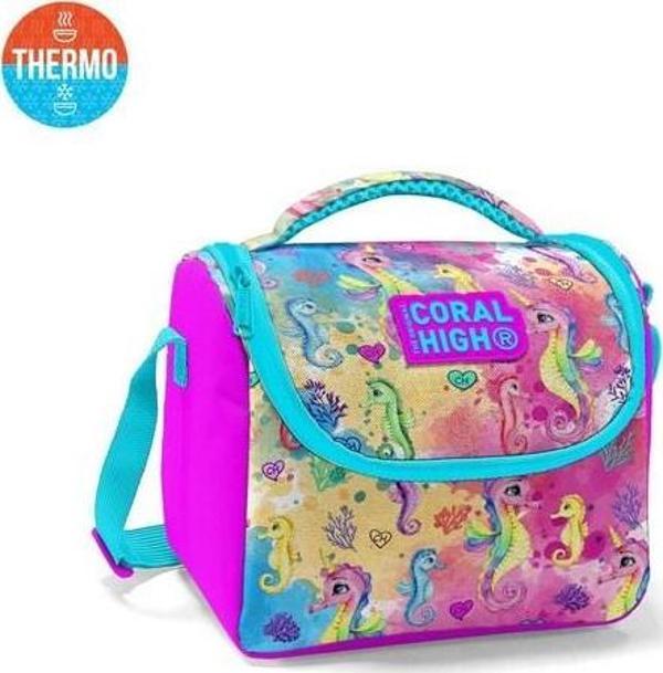 Coral High Kids Pembe Rengarenk Denizatı Desenli Thermo Beslenme Çantası 11825 - Image 1