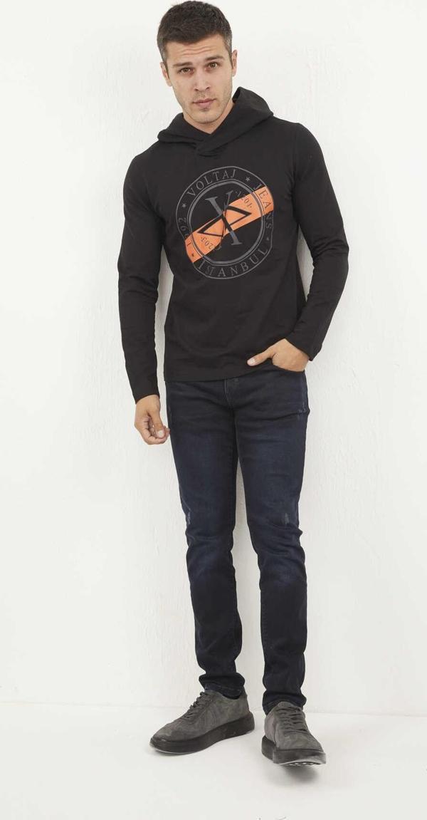 Rio Kapüşonlu Erkek Sweatshirt Siyah - Image 1