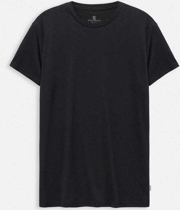 Softi Siyah Renk Logo Detaylı Bisiklet Yaka T-Shirt - Image 1