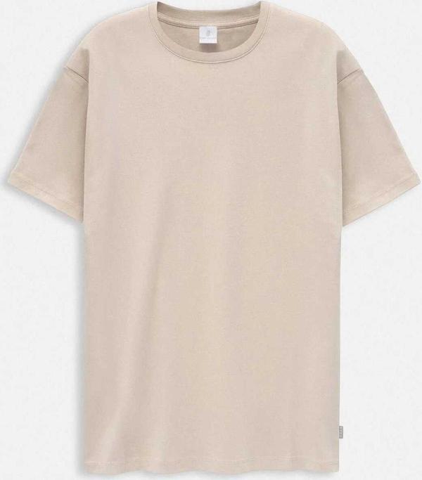 Orlen Bej Renk İpek Apreli Oversize T-shirt - Image 1