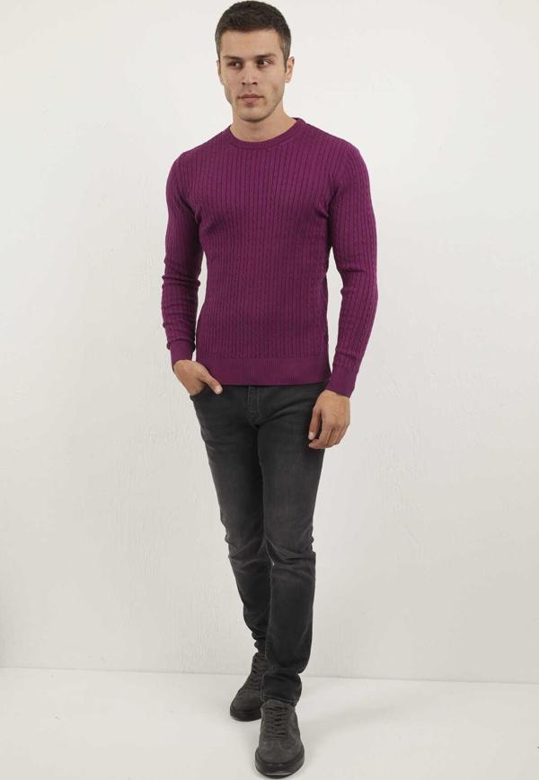 Karl Bisiklet Yaka Erkek Kazak Pembe - Image 1