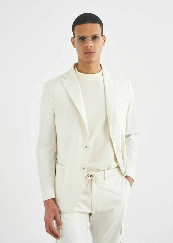 Mora Kırık Beyaz Renk Cep Detaylı Blazer Ceket - Image 1