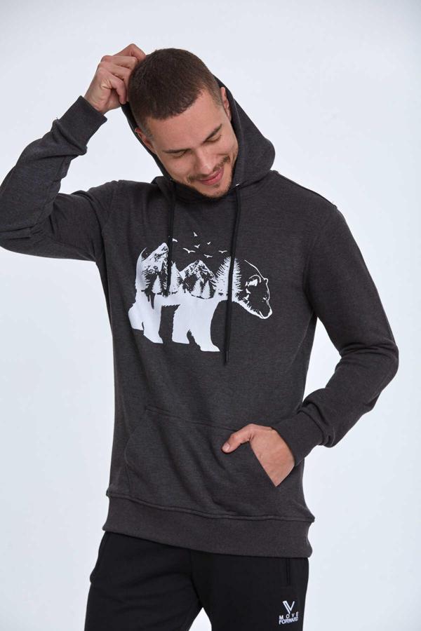North Kapüşonlu Erkek Sweatshirt Antrasit - Image 1