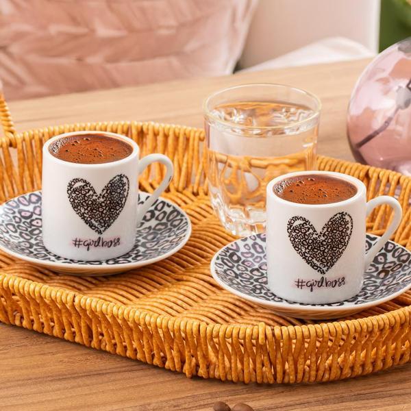 11 Porselen 12 Parça 6 Kişilik Türk Kahvesi Fincan Takımı 90ml - Image 1