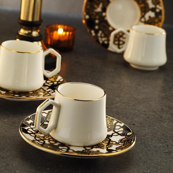 Sandro Moreno 1453 Burçlar Geometrik Gold 12 Parça 6 Kişilik Kahve Fincan Takımı 90 ml - Image 1