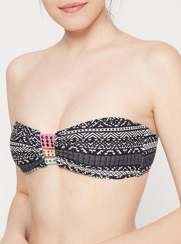 Renkli şerit detaylı bikini üstü - Image 1