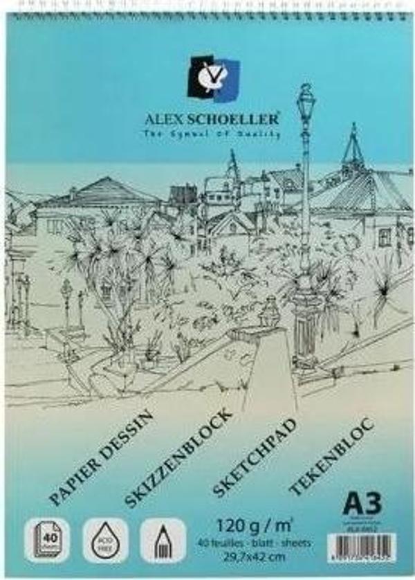 Alex Schoeller A3 120 Gr 40.lı Eskiz Sipiralli Blok - Image 1