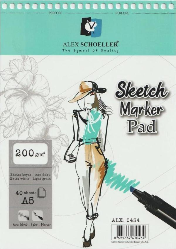 Alex Schoeller A5 200 Gr 40 Lı Spr Sketch-Marker Pad Alx:0434 - Image 1