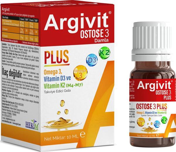 Argivit Ostosse3 Plus Omega 3 ve Vitamin D3 içeren Takviye Edici Gıda 10 ml - Image 1