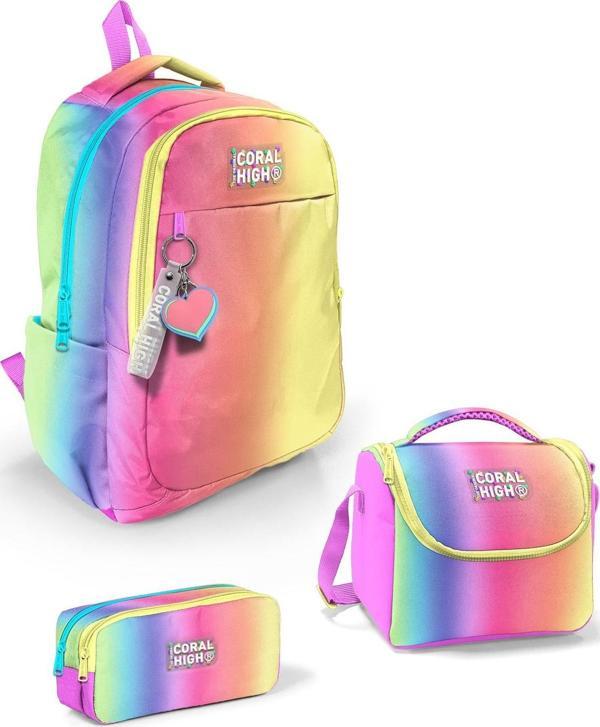 Coral High Kids Renk Geçişli Desenli 3’lü Okul Çanta Seti SET0123668 - Image 1
