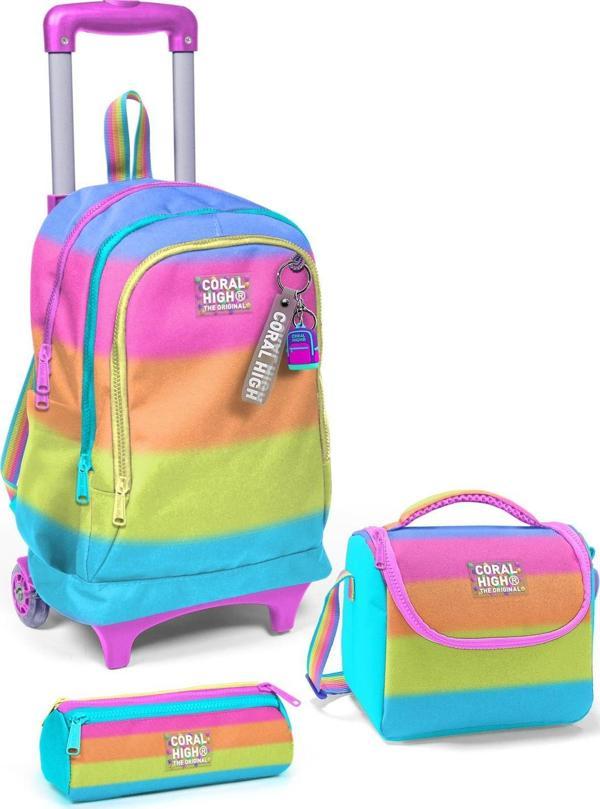 Coral High Kids Renkli Çizgili 3’lü Okul Çanta Seti SET0123970 - Image 1