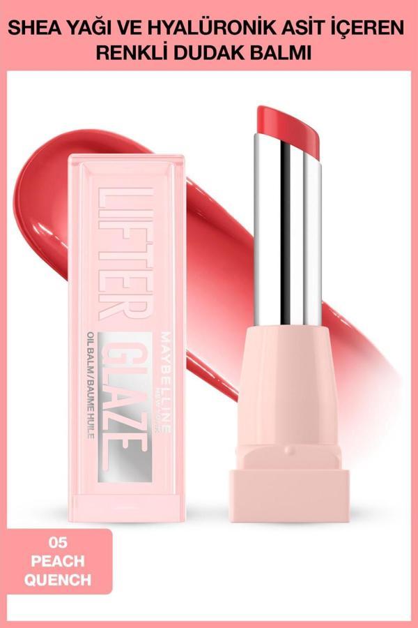 Maybelline New York Lifter Glaze Shea Yağı ve Hyalüronik Asit içeren Renkli Dudak Balmı - 05 Peach Quench - Image 1