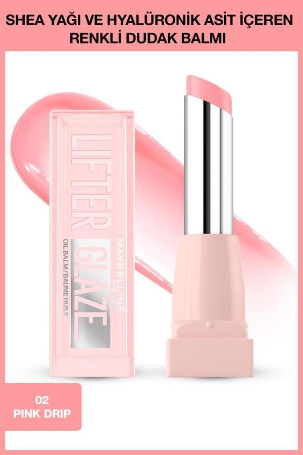Maybelline New York Lifter Glaze Shea Yağı ve Hyalüronik Asit içeren Renkli Dudak Balmı - 02 Pink Drip - Image 1