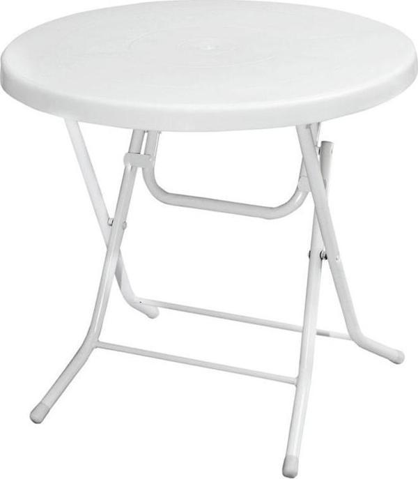 Omnipazar MT-GFM205 Rose Plastik Yuvarlak Katlanır Bahçe Balkon Masa Ø75 cm Beyaz - Image 1