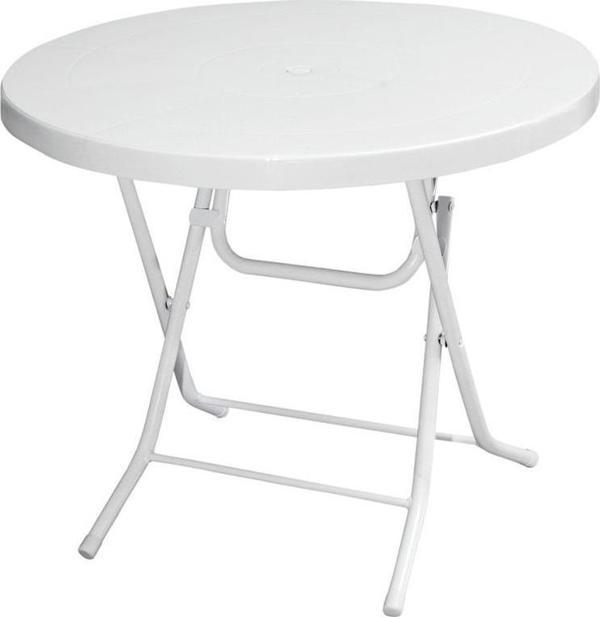 Omnipazar MT-GFM206 Luce Plastik Yuvarlak Katlanır Bahçe Balkon Masa Ø85 cm Beyaz - Image 1